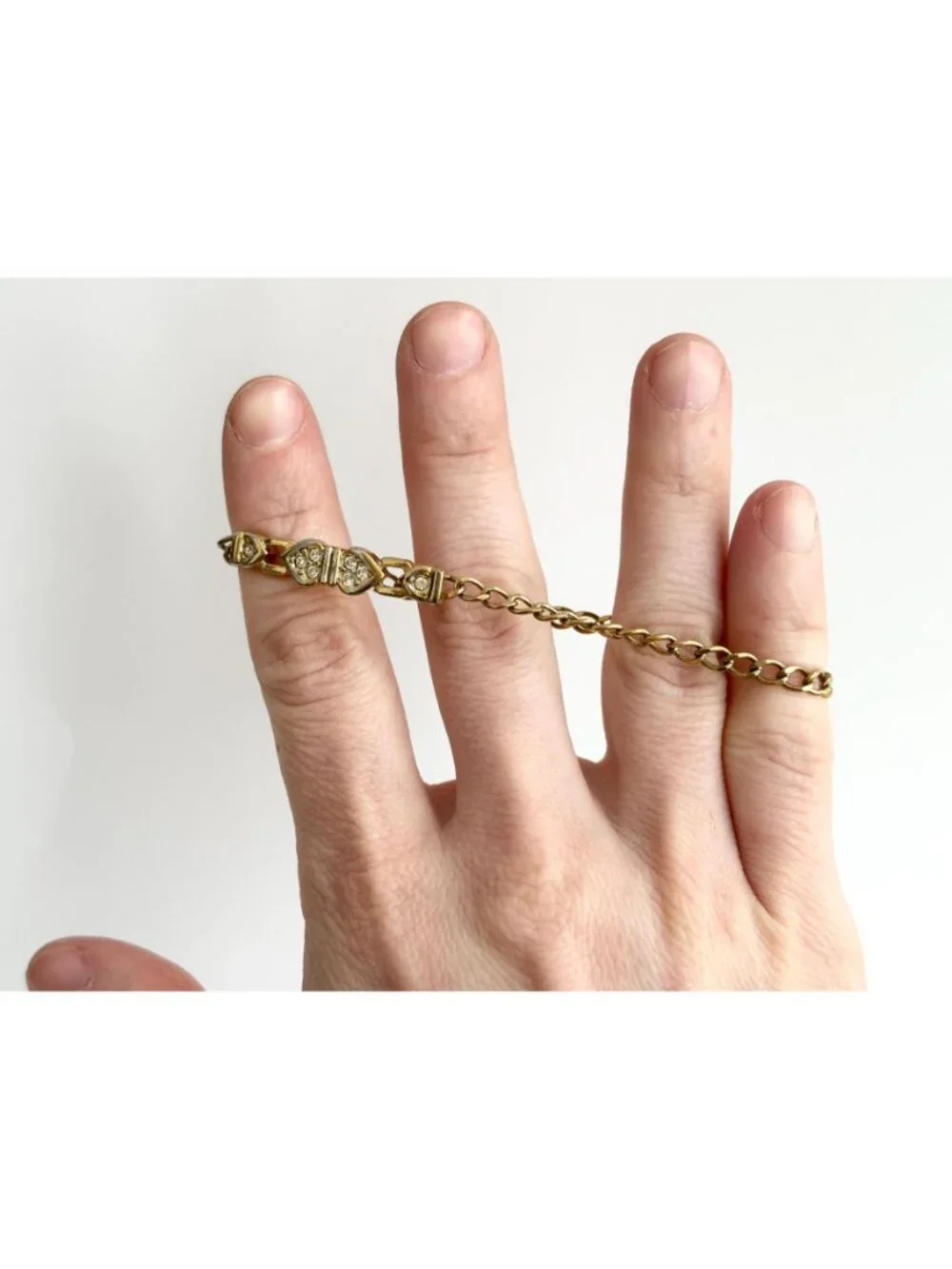 Heart Shaped Chainlink 80's Vintage Curb Chain Panel Bracelet